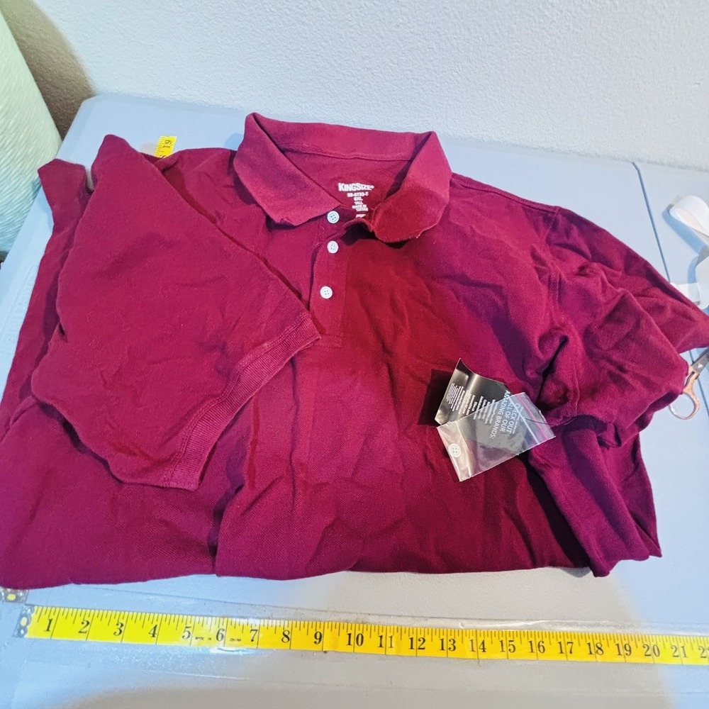 King Size Men Burgundy Red‎ 5XL Big & Tall Polo Shirt Short Sleeve Collar Button